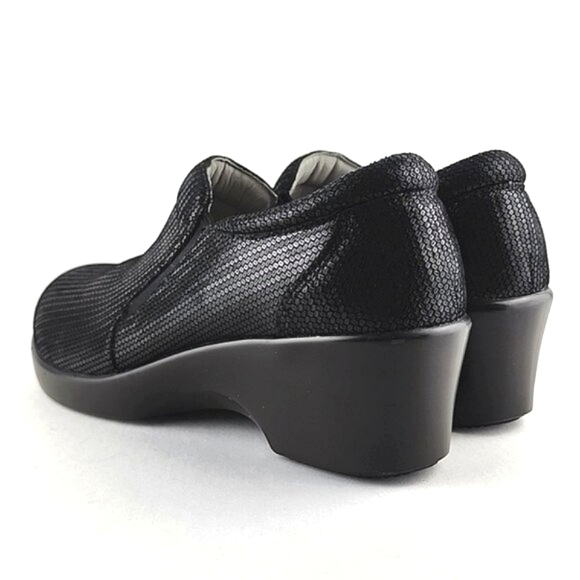 Alegria Women's Eryn Bob & Weave Black Leather Slip On Wedge Shoes Sz 38 - Picture 4 of 16